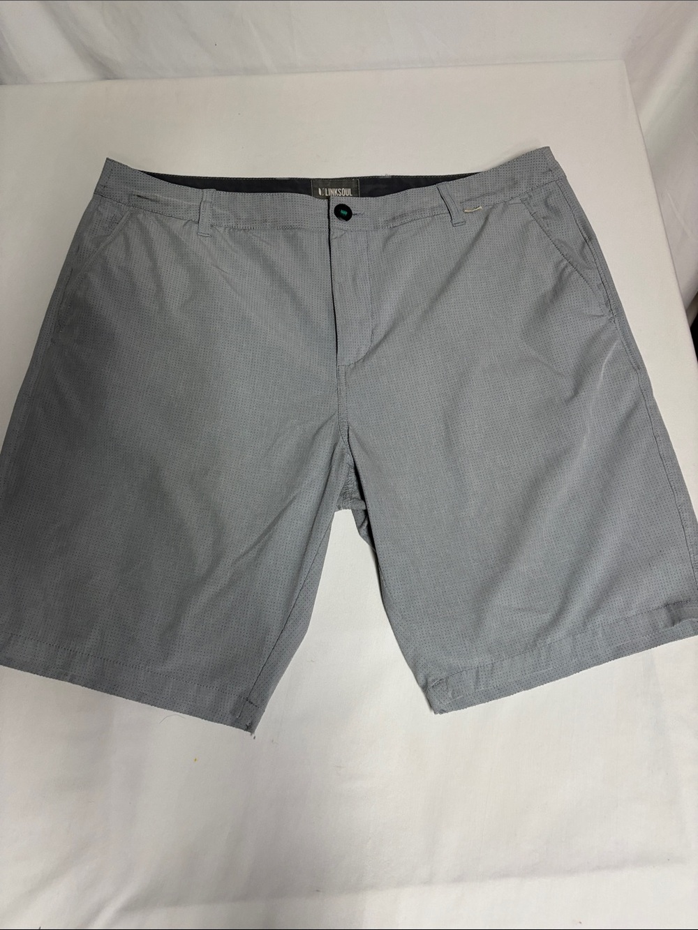 Linksoul Men’s Golf Shorts Size 36 Gray Micro Dot Performance Casual Stretch